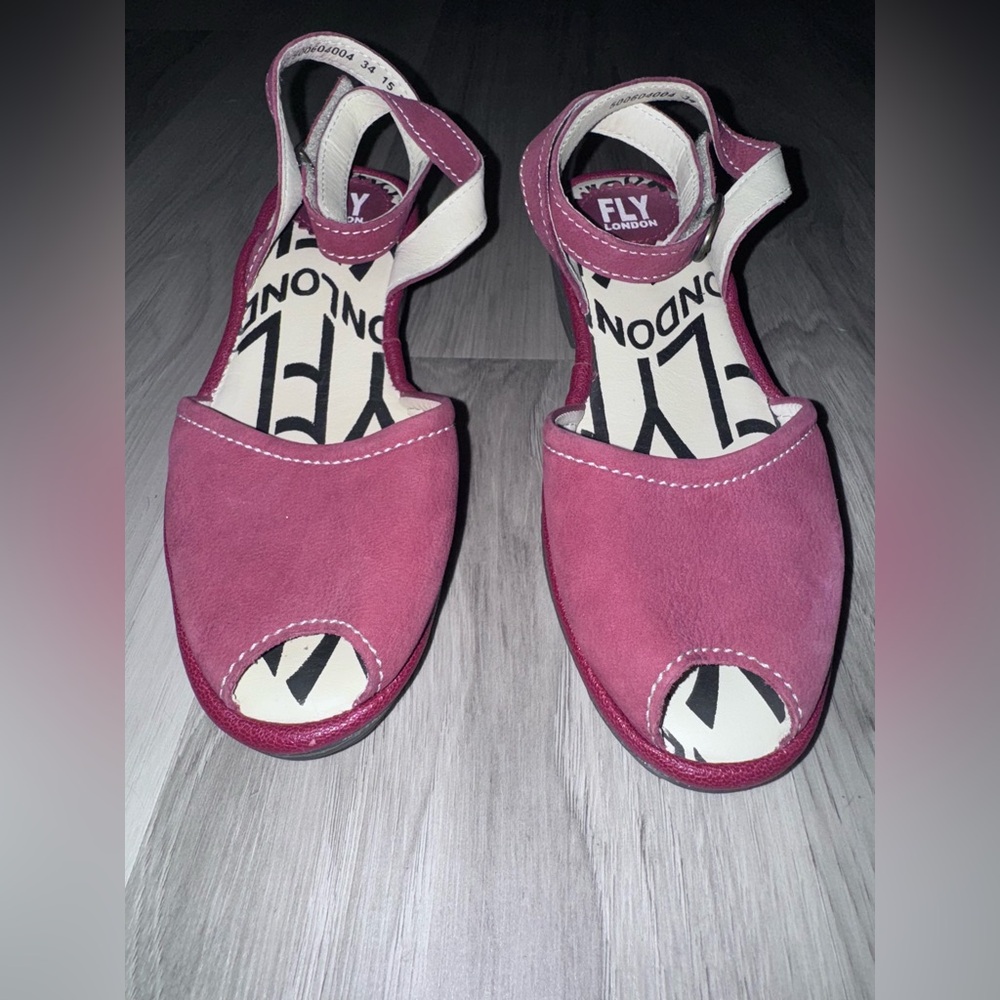 Fly London Women's Burgundy Open-Toe Sandals - Picture 2 of 11